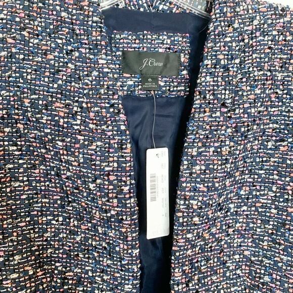 J. Crew Going Out Blazer in Pink Blue White Black Confetti Tweed Women’s Size 6 - Picture 9 of 15